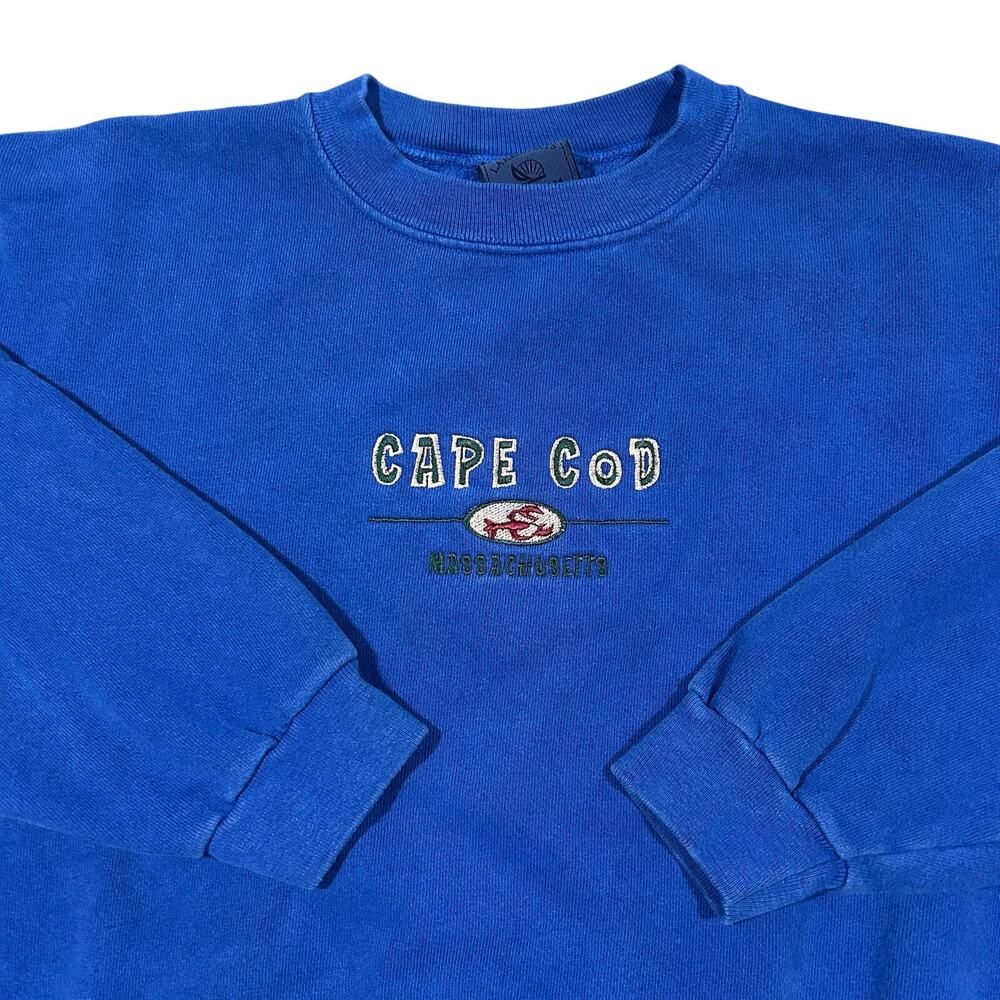 Vintage Cape Cod Embroidered Sweatshirt Men’s Size Medium Pullover Blue